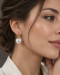 Preview: Perlen Ohrringe 14K vergoldeter Edelstahl, Minimalistischer Goldschmuck, Elegante Hängeohrringe, Brautschmuck, Hochzeit, Geschenk für Sie